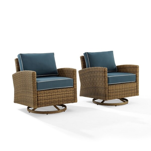 Crosley Bradenton 2Pc Outdoor Wicker Swivel Rocker Chair Set