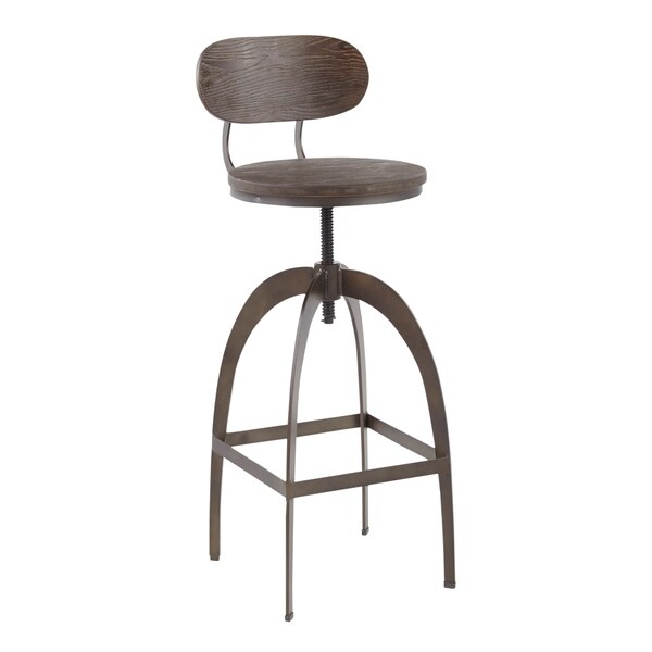 Carbon Loft Goddard Industrial Metal and Wood Mid-back Bar Stool