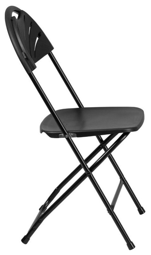 Flash Furniture Hercules Plastic Fan Back Folding Chair in Black   Contemporary   Folding Chairs And Stools   by Homesquare  Houzz