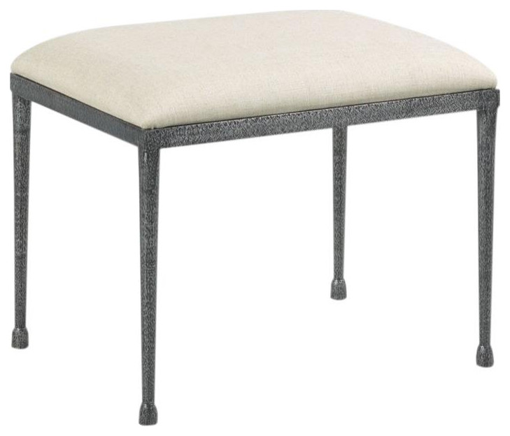 Footstool Ottoman WOODBRIDGE HELENA Tall Pad Feet Hammered Nickle   Industrial   Footstools And Ottomans   by EuroLuxHome  Houzz