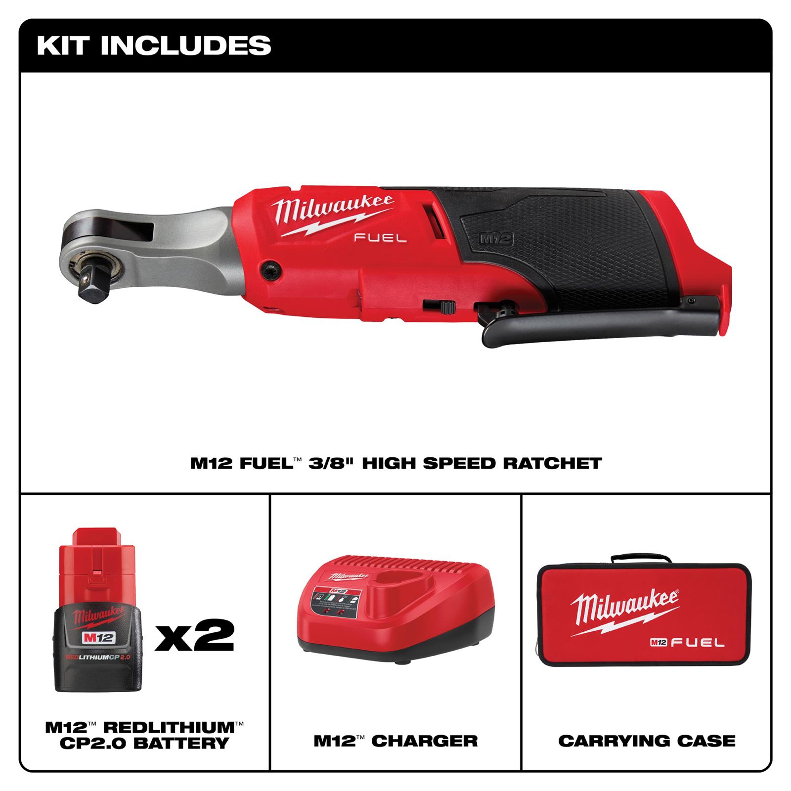 Milwaukee Tool 2567-22 Milwaukee M12 FUEL Cordless Lithium-Ion High-Speed Ratchets