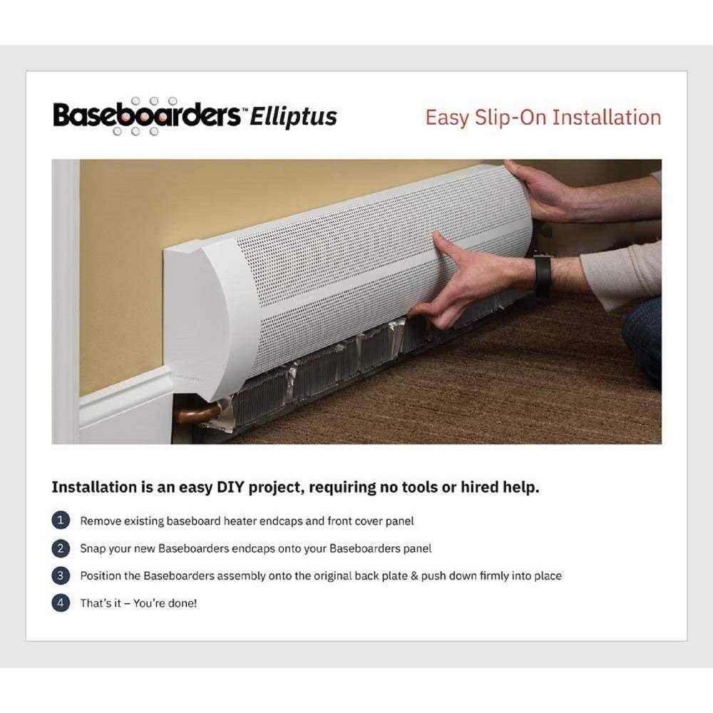 Baseboarders Elliptus Series 6 ft. Galvanized Steel Easy Slip-On Baseboard Heater Cover in White BA001-72-WHT