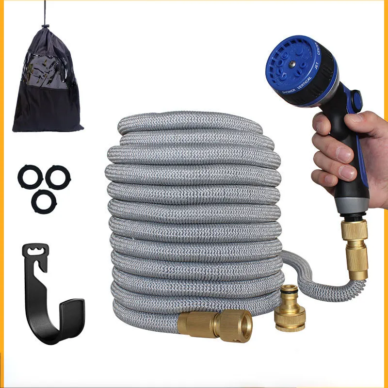 DD1382  High Pressure Car Washer Hose Gun 25   200 ft Flexible Natural Latex Garden Irrigation Hoses with Spray Nozzle