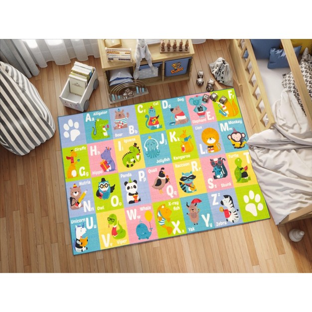 Kc Cubs Boy amp Girl Kids Abc Alphabet Animal Educational Learning amp Fun Game Play Area Non Slip Nursery Bedroom Classroom Rug Carpet