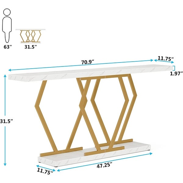 70.9 Inch Long Sofa Console Table for Entryway，Modern Hallway Accent Tables with Stylish Metal Legs