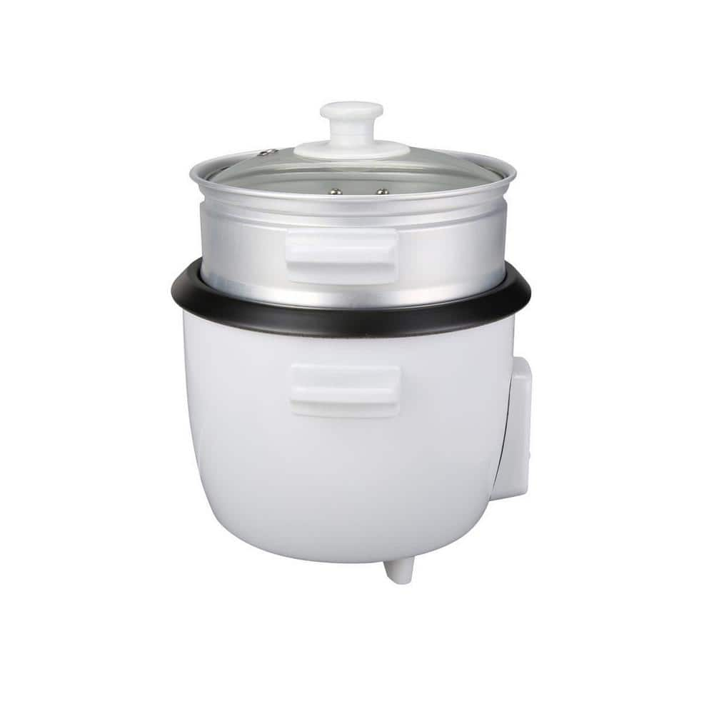 Tayama 6-Cup White Rice Cooker with Steam Tray and Glass Lid RC-3R