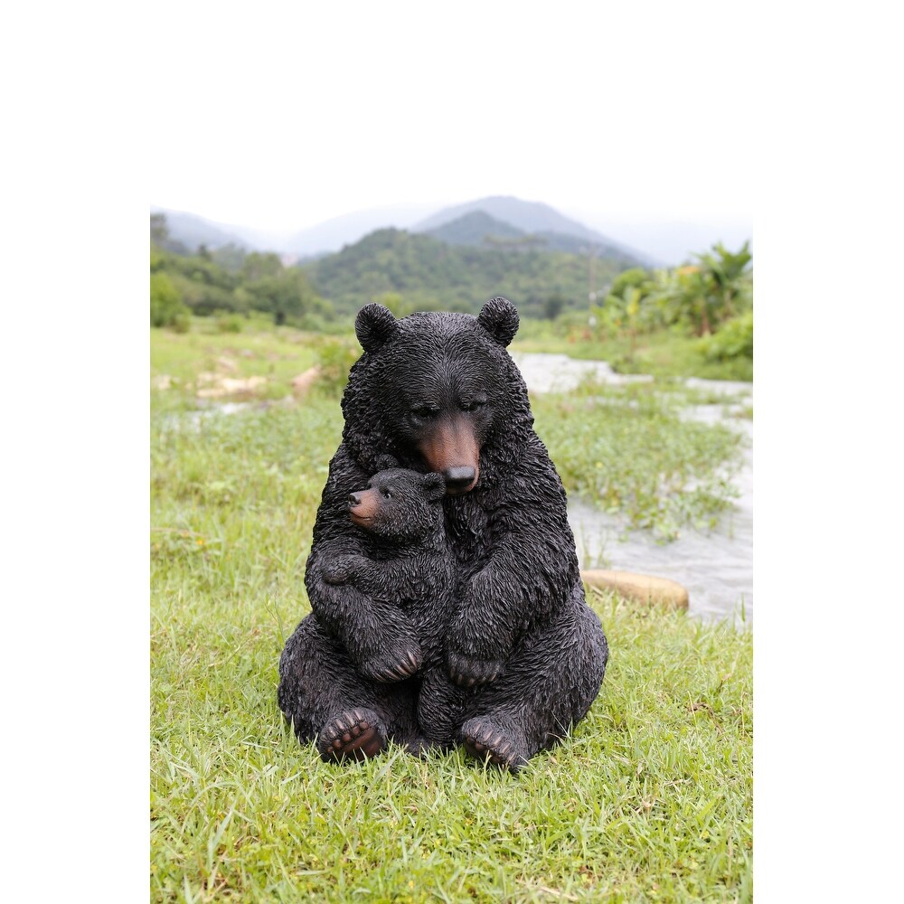 Large Black Bear Mother   Child Embracing