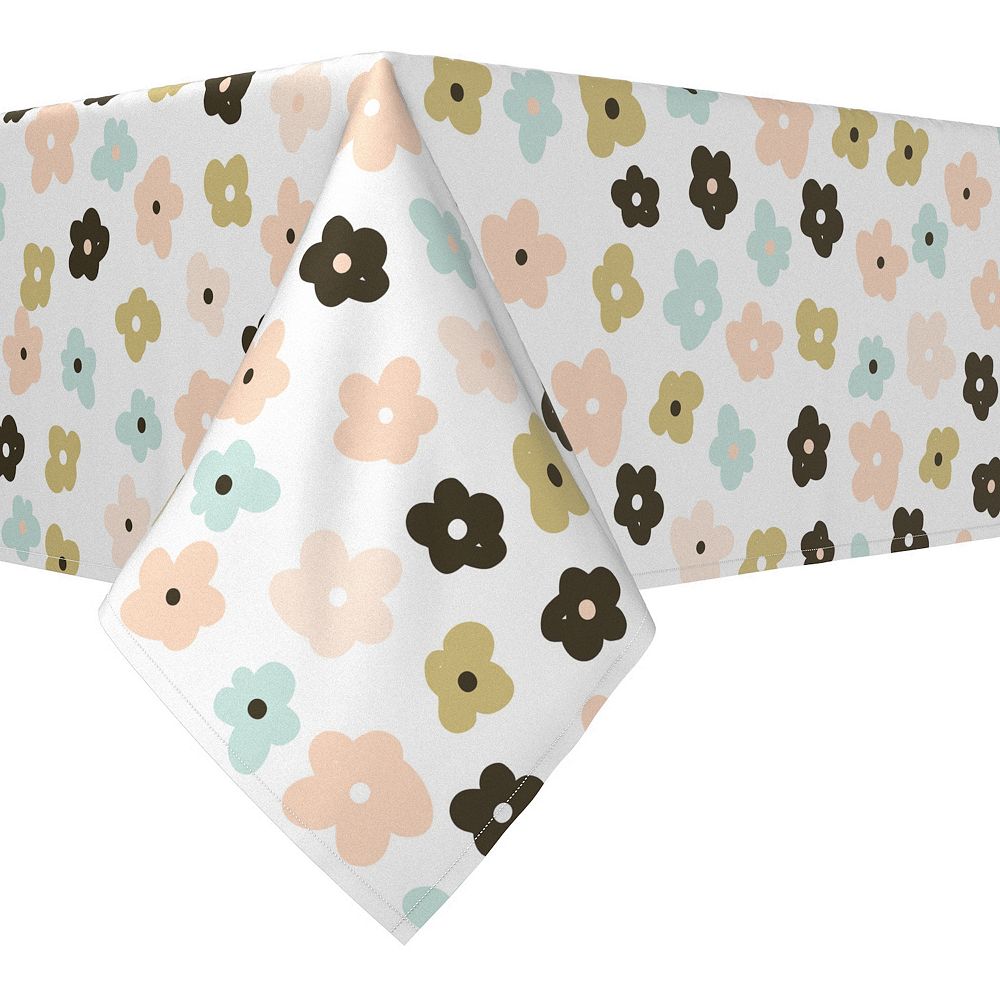 Square Tablecloth， 100% Cotton， 52x52， Cartoon Flowers