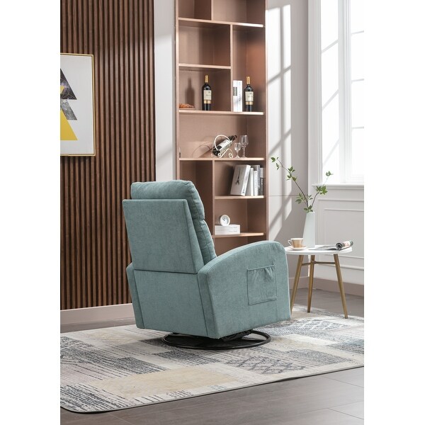 Swivel Rocking Chair Modern Accent Chairs with 1 Left Bag and Lounge Upholstered Swivel Glider Arm Chairs Sofa， Light Blue