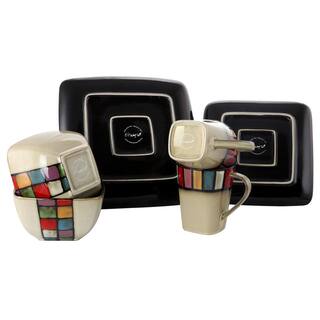 Elama Color Melange 16-Piece Contemporary Glaze Stoneware Dinnerware Set (Service for 4) 98597923M