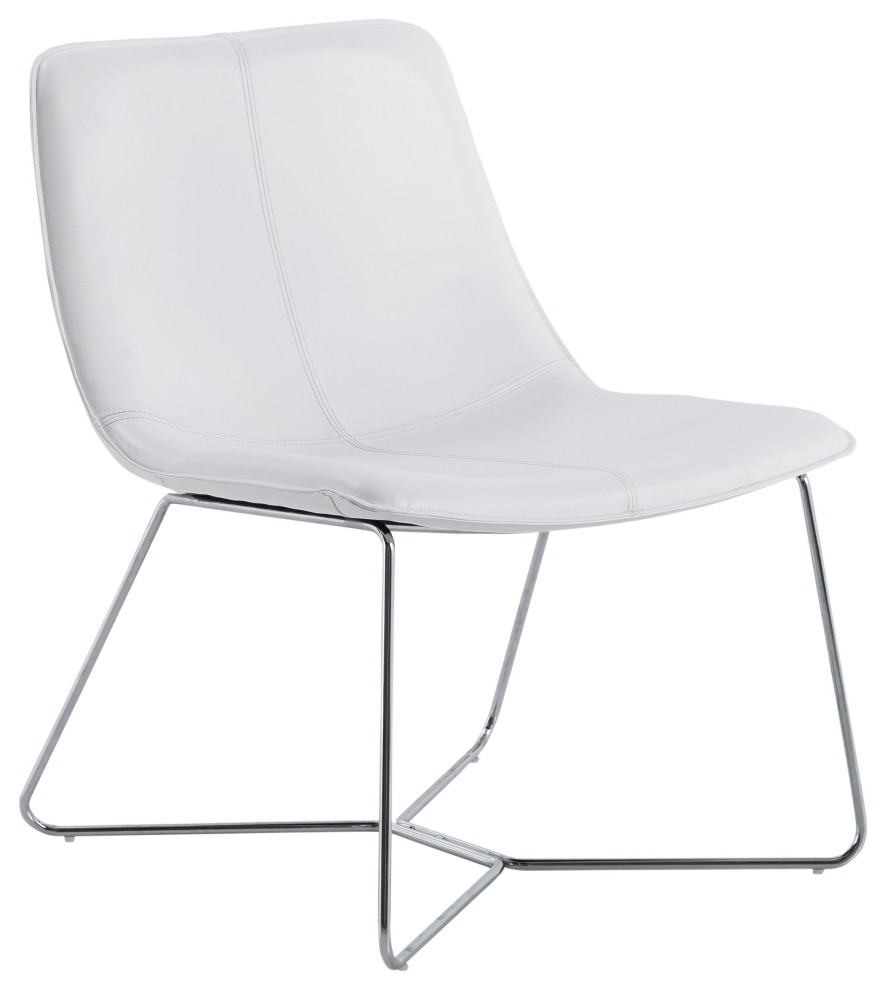 Grayson Accent Chair  Faux Leather With Chrome Base   Contemporary   Armchairs And Accent Chairs   by Office Star Products  Houzz