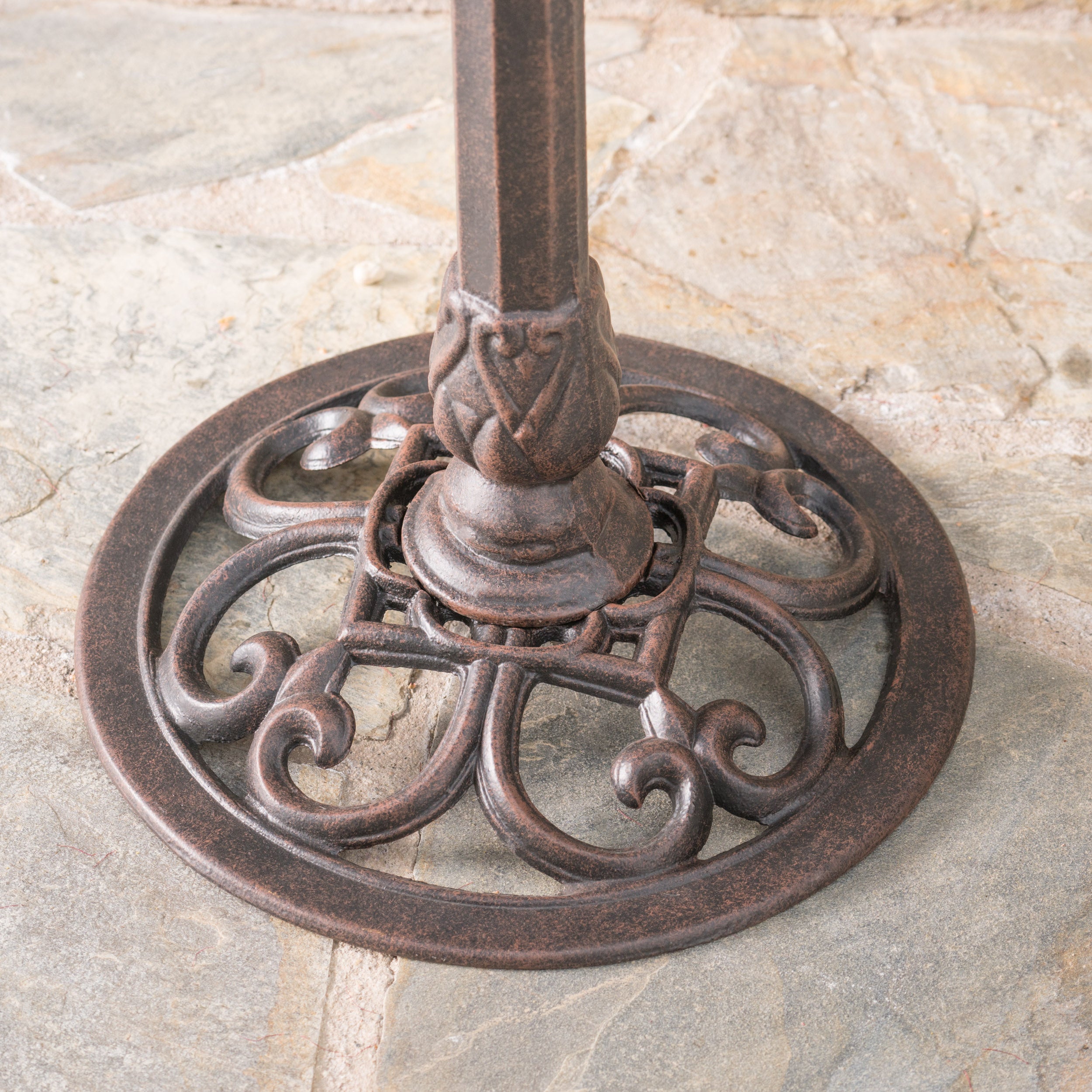 Lancaster Outdoor Bronze Finished Aluminum Top Bird Bath with Iron Base