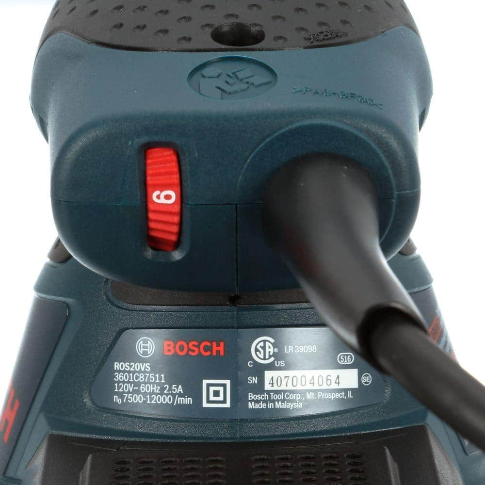 Bosch 2.5 Amp 5 in. Corded Variable Speed Random Orbital Sander/Polisher Kit with Hard Carrying Case ROS20VSK