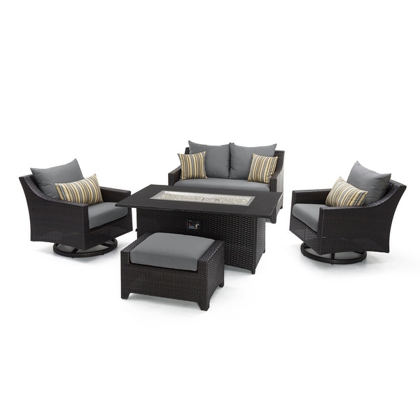 Deco 5 Piece Sunbrella Outdoor Patio Love and Motion Club Fire Set