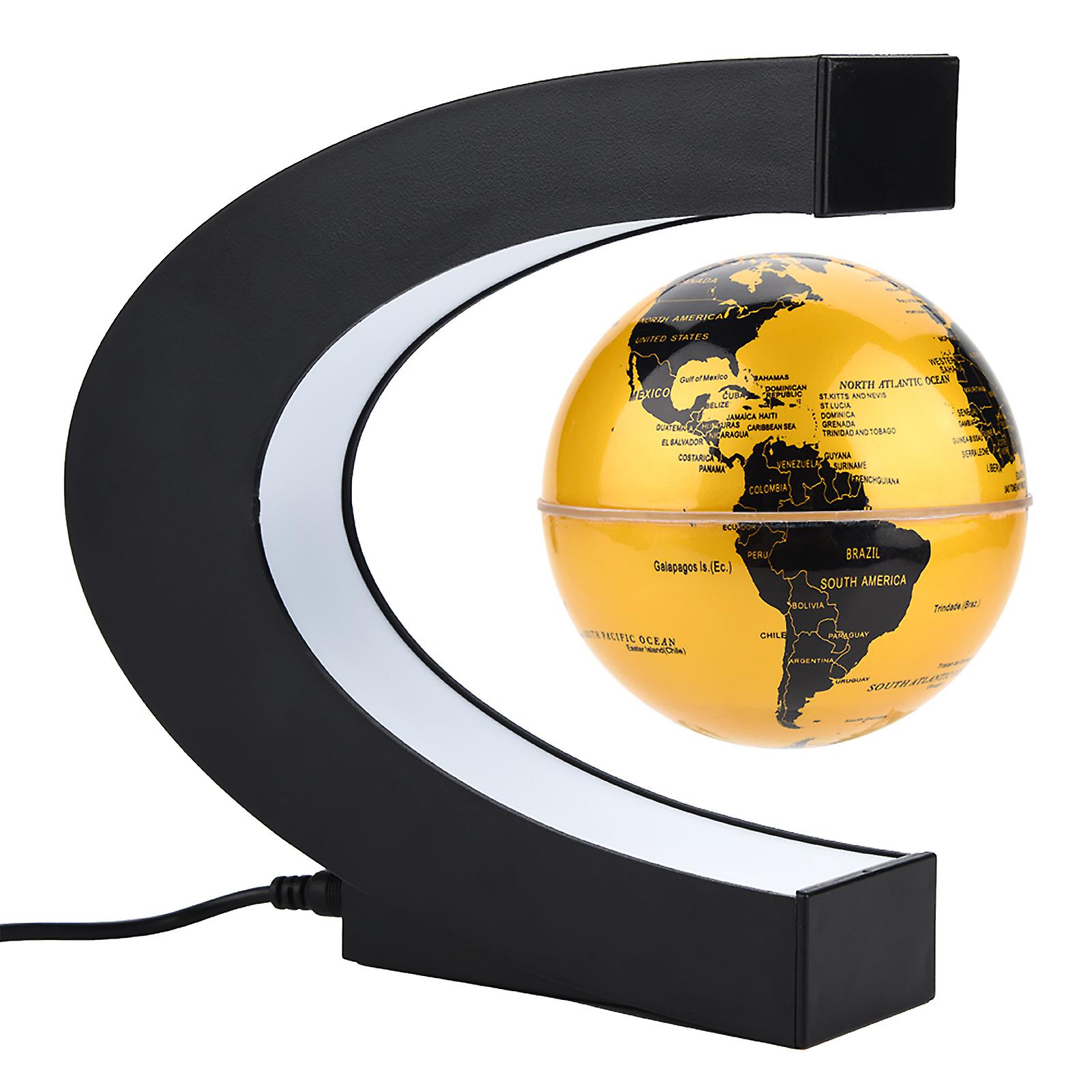 Floating Globe Magnetic Levitation Rotating Globe With Colorful Led Light (eu Plug Golden)