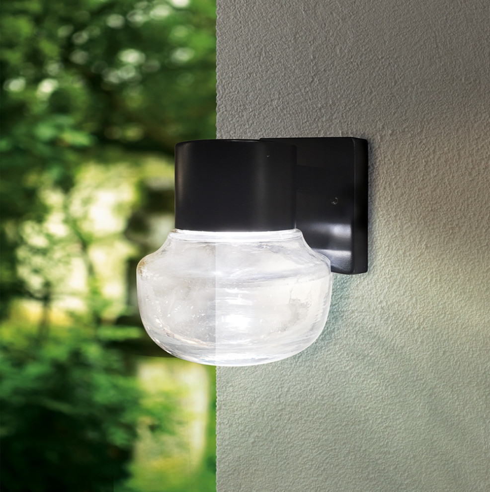 Belby 1 Light LED Wall Sconce Black Clear   Contemporary   Outdoor Wall Lights And Sconces   by EGLO USA  Houzz