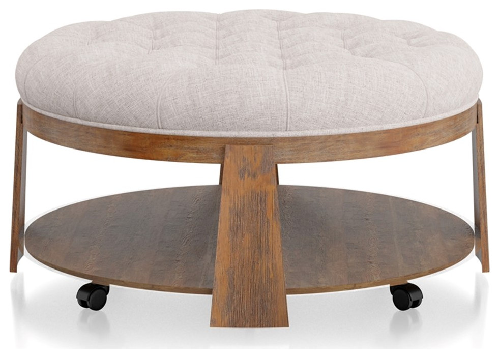 Furniture of America Scandi Wood Round Coffee Table in Natural and Beige   Transitional   Coffee Tables   by Homesquare  Houzz