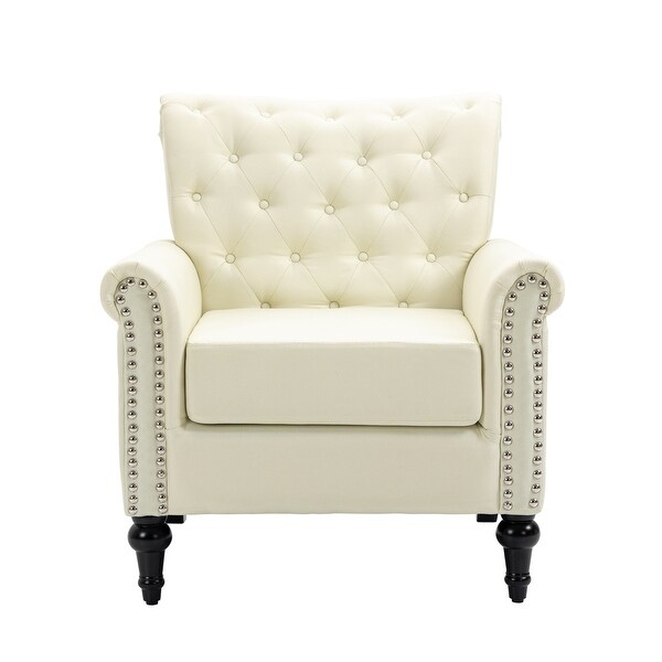 Linen Upholstered Tufted Back Accent Chair