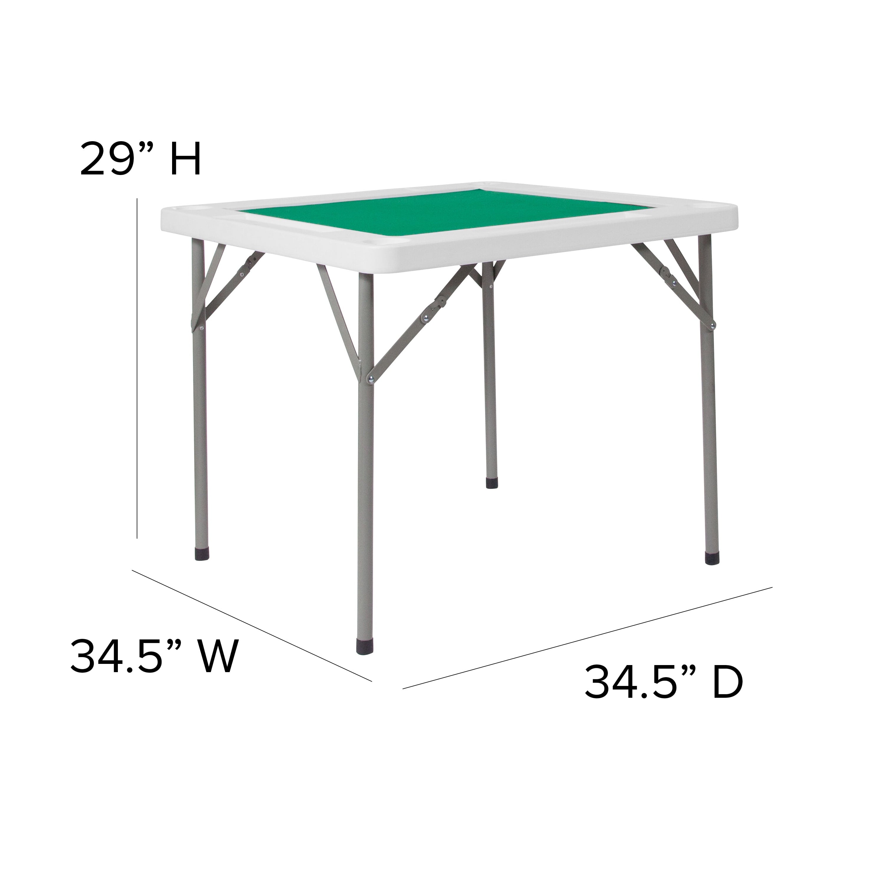 Flash Furniture 34.5" Square 4-Player Folding Card Game Table with Green Playing Surface and Cup Holders