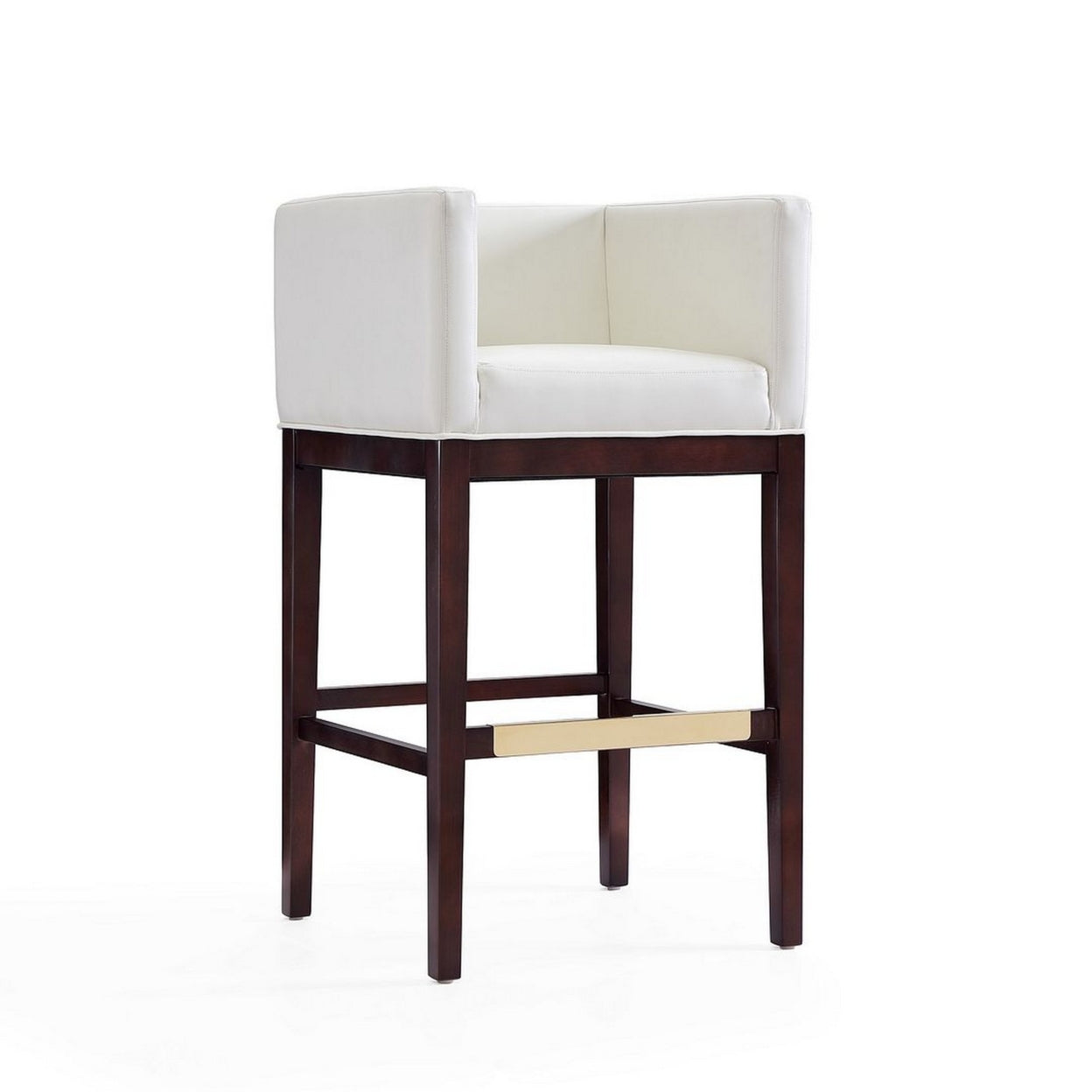 Kingsley 38 in. Ivory and Dark Walnut Beech Wood Barstool