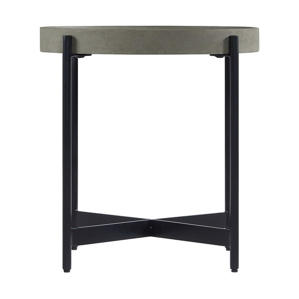 Brookline 20 in. Round Wood with Concrete-Coating End Table