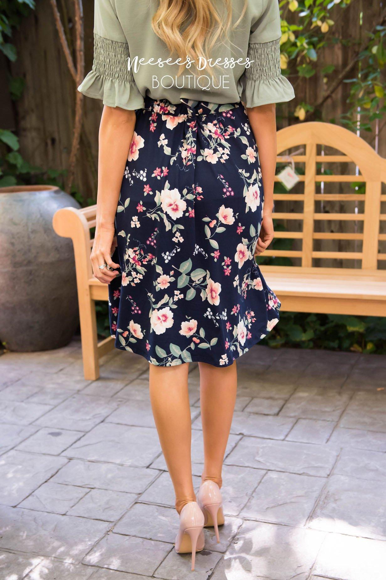 Midnight Flower Garden Tie Front Skirt