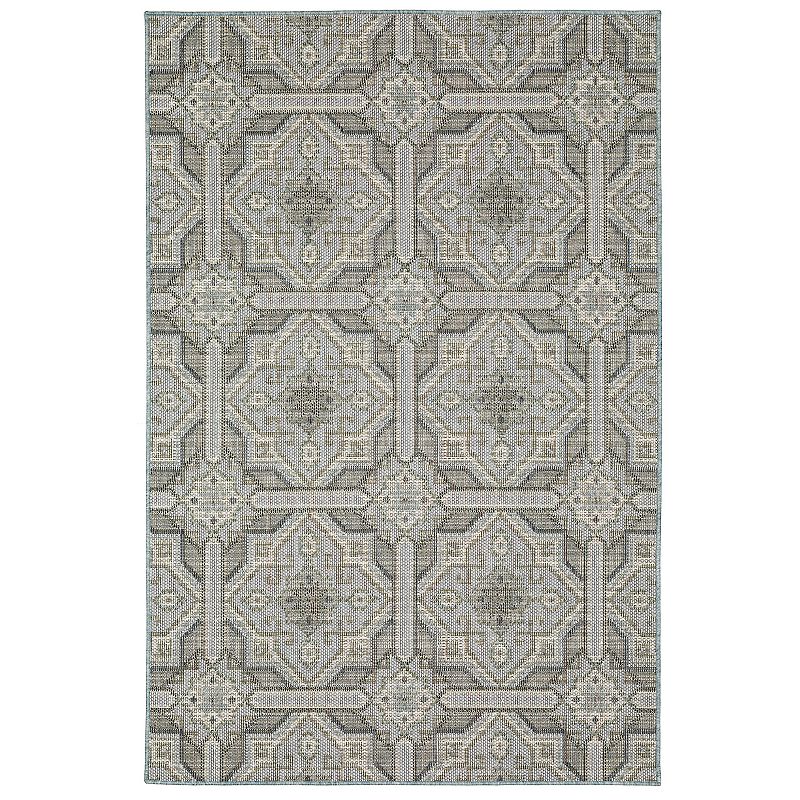 StyleHaven Calla Moroccan Trellis Gray Blue Indoor Outdoor Area Rug