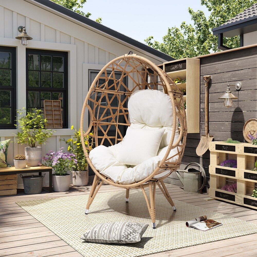 Pellebant Outdoor Wicker Egg Chair with Cushion