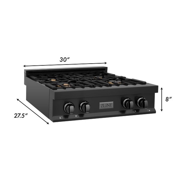 ZLINE Porcelain Stovetop in Black Stainless Steel - Gas Brass Burners