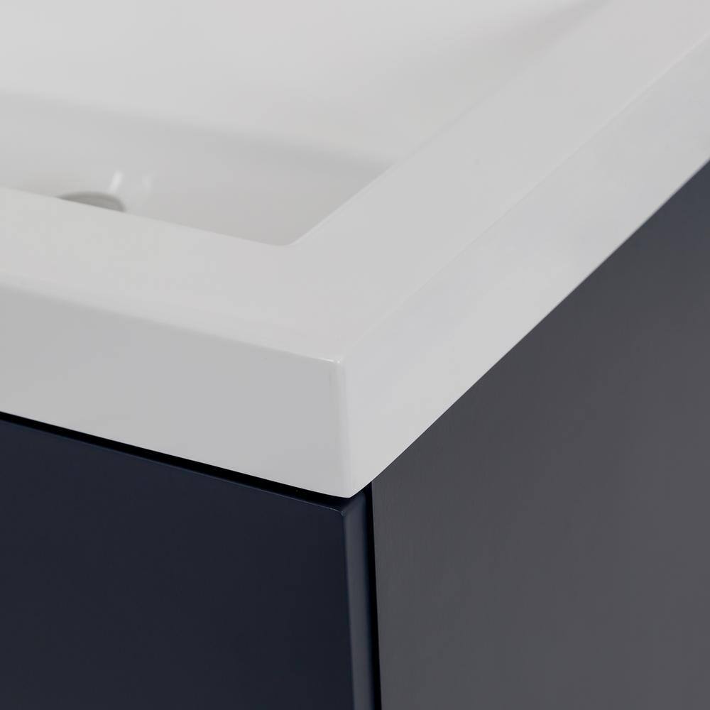 Domani Rawlins 24.5 in. W x 18.75 in. D Floating Bath Vanity in Deep Blue with Cultured Marble Vanity Top in White B24X20289