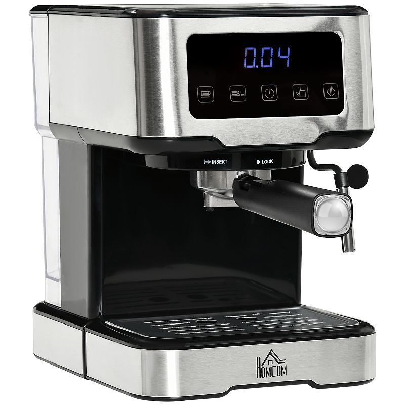 HOMCOM Espresso Machine with Milk Frother Wand， 15-Bar Pump Coffee Maker with 1.5L Removable Water Tank for Espresso， Latte and Cappuccino