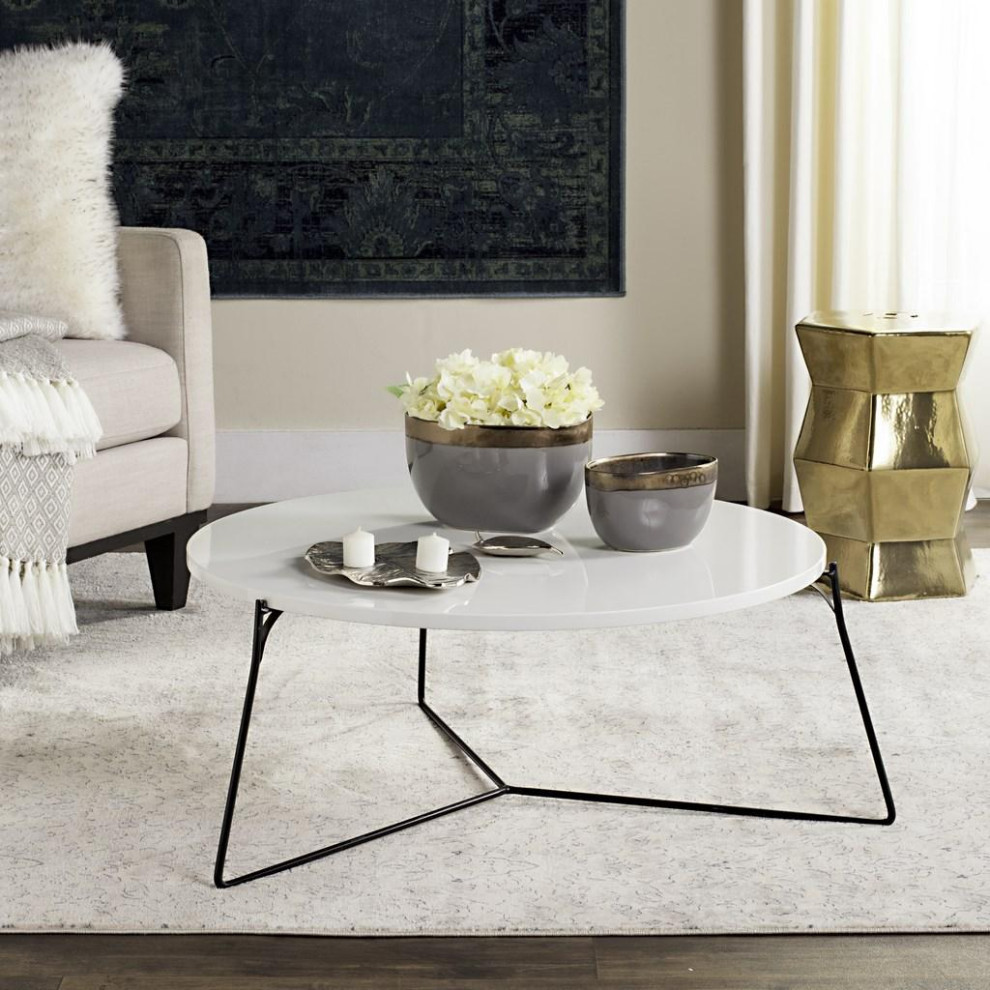 Emma Retro Mid Century Lacquer Coffee Table  Lacquer White/Black   Transitional   Coffee Tables   by Rustic Home Furniture Deco  Houzz