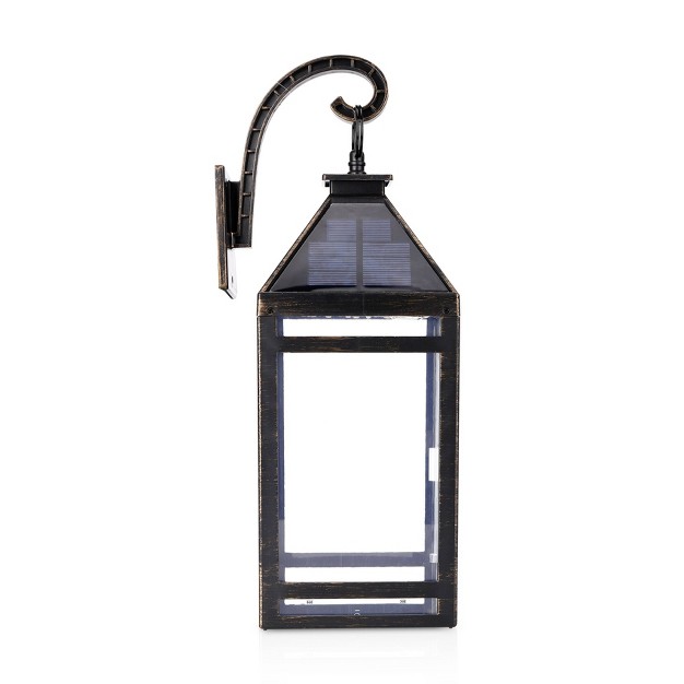 Solar Portable Hanging Outdoor Lantern With Hanger Black Techko Maid