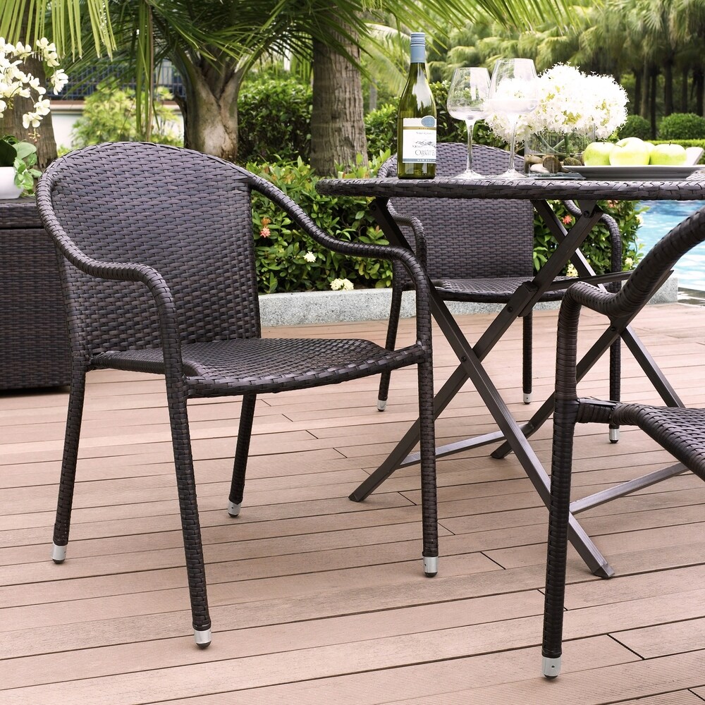 Palm Harbor Outdoor Wicker Stackable Chairs   Set of 4 Brown