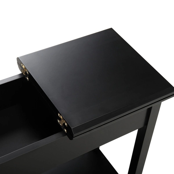 Flip Top End Table Narrow Side Table with Storage Shelf