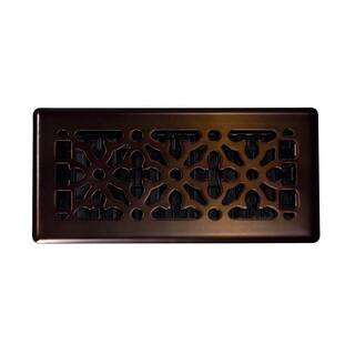 Decor Grates 4 in. x 10 in. Steel Gothic Design Floor Register Rubbed Bronze AGH410-RB