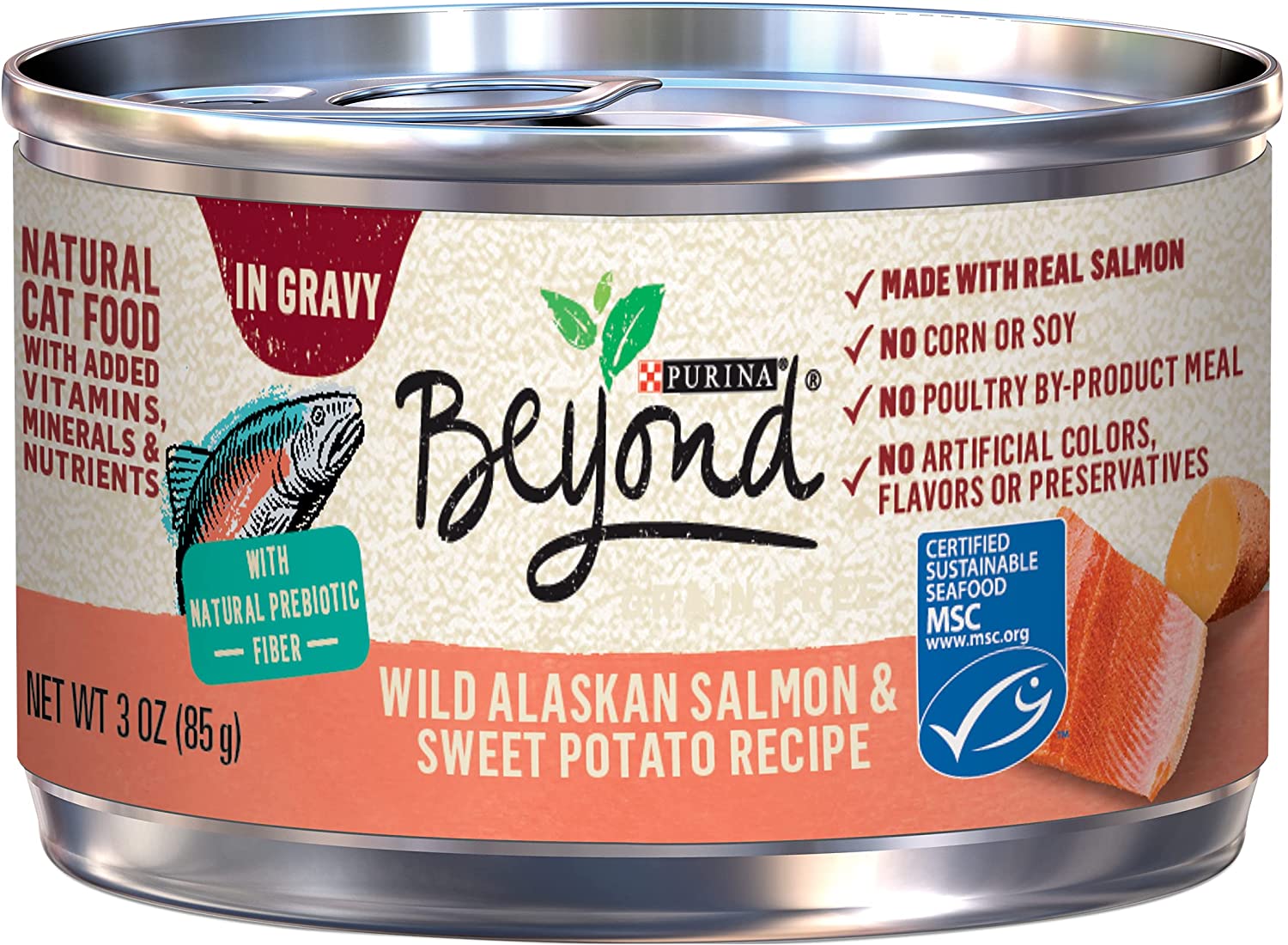 Purina Beyond Grain Free， Natural， Adult Wet Cat Food， Salmon and Sweet Potato in Gravy