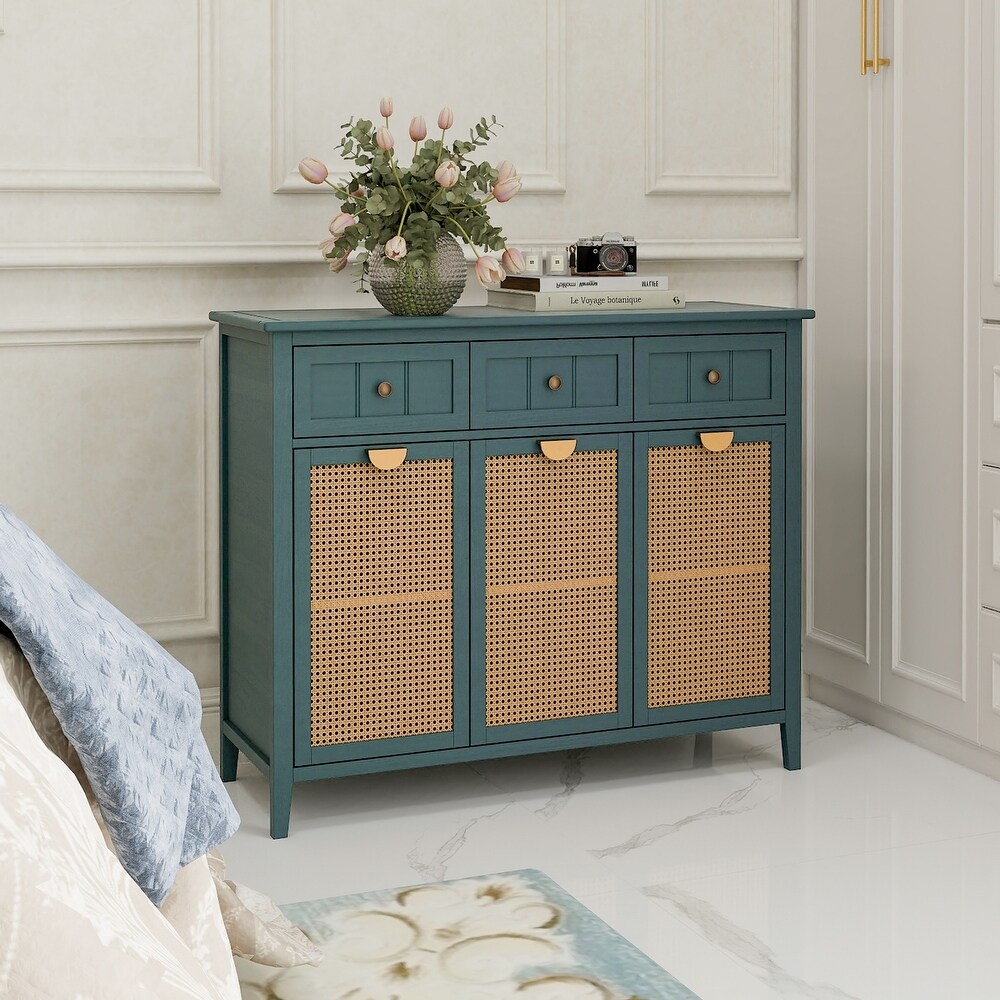 Rattan 3 Door 3 Drawer Cabinet