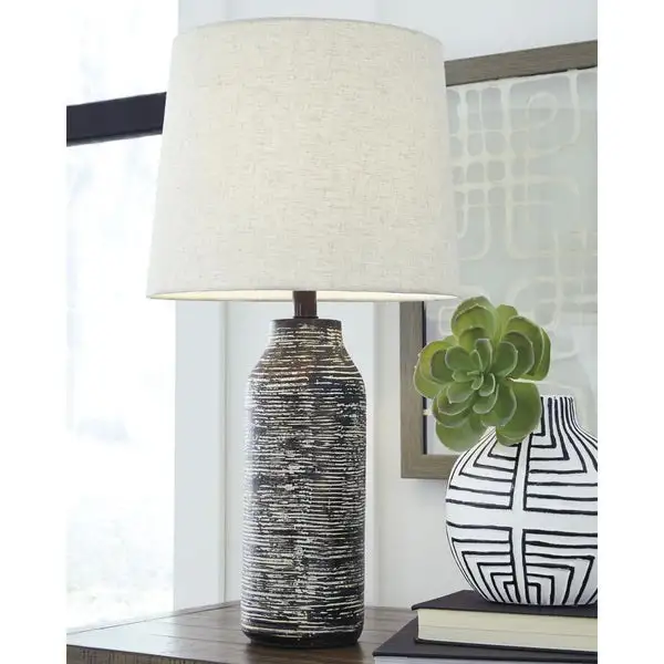 Mahima Paper 26 Inch Table Lamp - Black and White