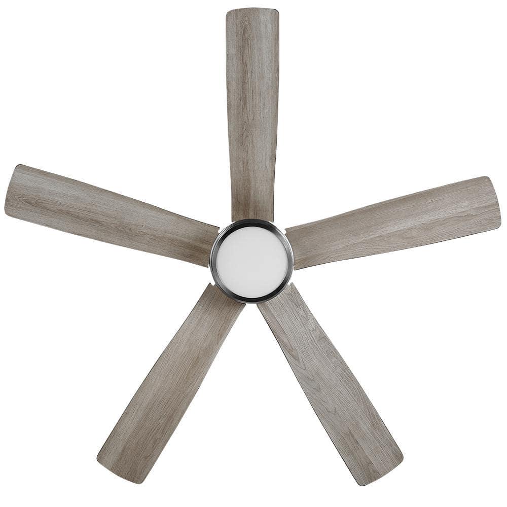 Hampton Bay Fanelee 54 in White Color Changing LED Brushed Nickel Smart Ceiling Fan with Light Kit and Remote Powered by Hubspace