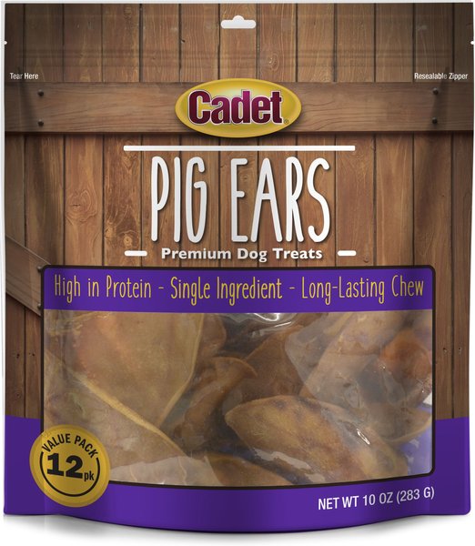 Cadet Natural Pig Ears Dog Treats， 12 count