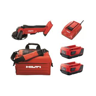 Hilti AG 500 22-Volt Cordless Brushless 5 in. Angle Grinder Kit with (2) 4.0 Lith-Ion Batteries Charger Flange and Bag 3490198