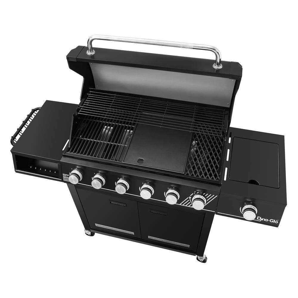 Dyna-Glo DGH563CRN-D 6-Burner Natural Gas Grill in Matte Black with TriVantage Multi-Functional Cooking System