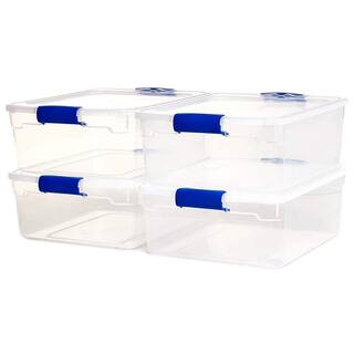 HOMZ 15.5 qt. Heavy Duty Clear Plastic Stackable Storage Containers (16-Pack) 4 x 3420CLRDC.04