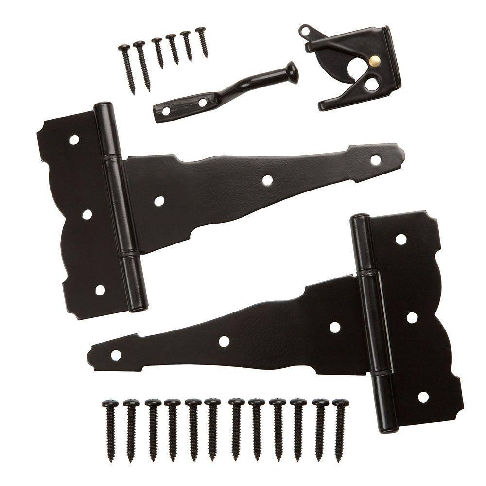 Everbilt Black Decorative Gate Hinge and Latch Set 15472