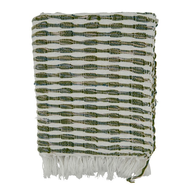 Saro Lifestyle Woven Line Throw 50x60 Inches Green