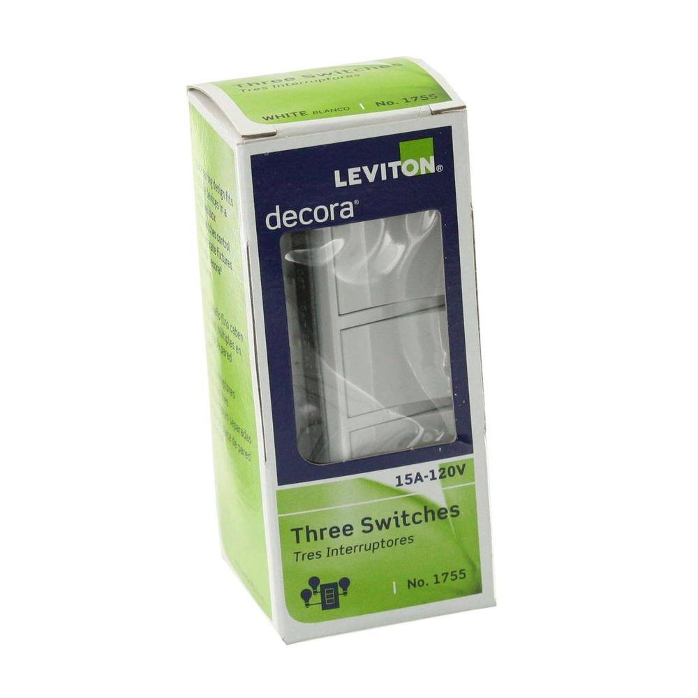 Leviton Decora 15 Amp 3-Rocker Combination Switch White R62-01755-0WS