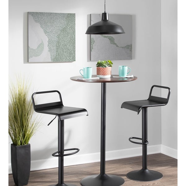 Emery Industrial Adjustable Bar Stool in Black - Set of 2 - N/A