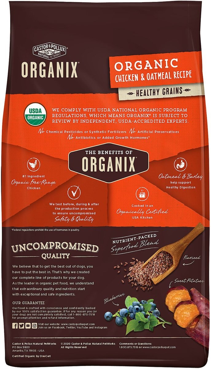 Castor and Pollux ORGANIX Organic Chicken and Oatmeal Recipe Dry Dog Food