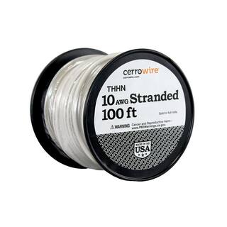 Cerrowire 100 ft. 10 Gauge White Stranded Copper THHN Wire 112-3872C